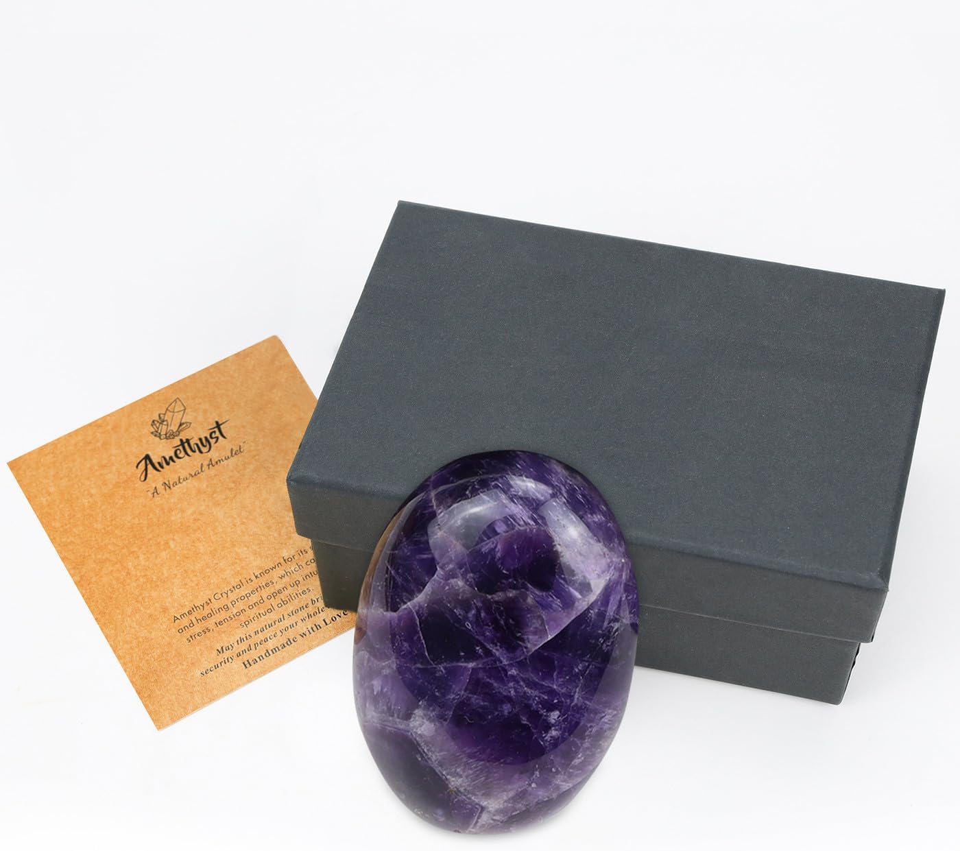 2.4" Large Amethyst Crystal Stone Polished Palm Stone