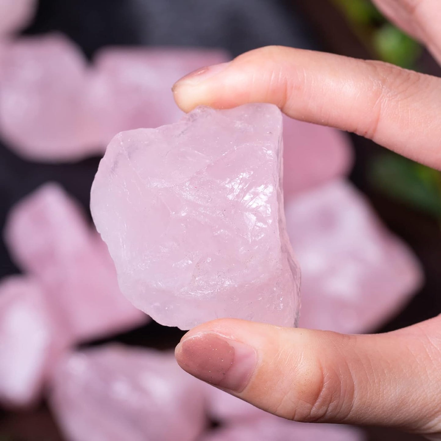 Piedras en bruto de cuarzo rosa a granel de 1 lb: grandes de 1"