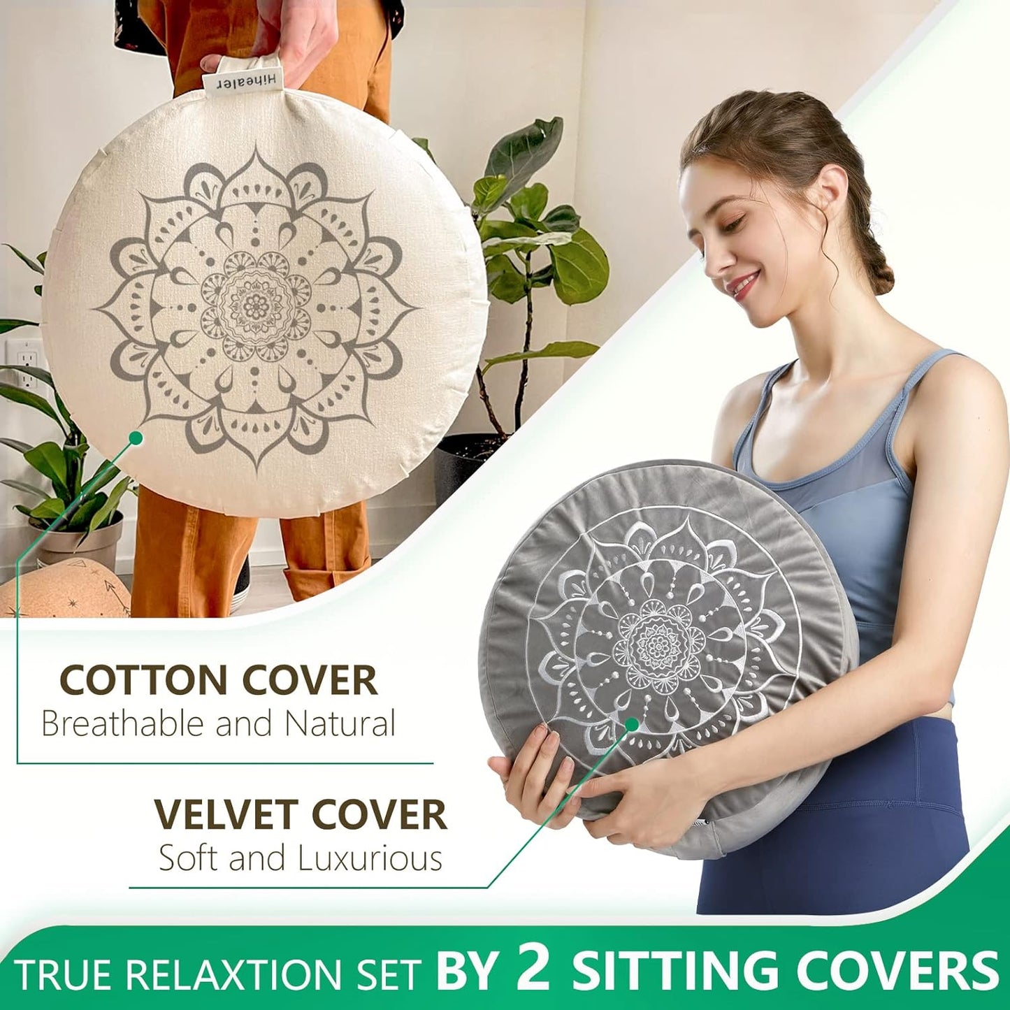 Meditation Cushion - Comfortable Floor Pillow -Large for Adults