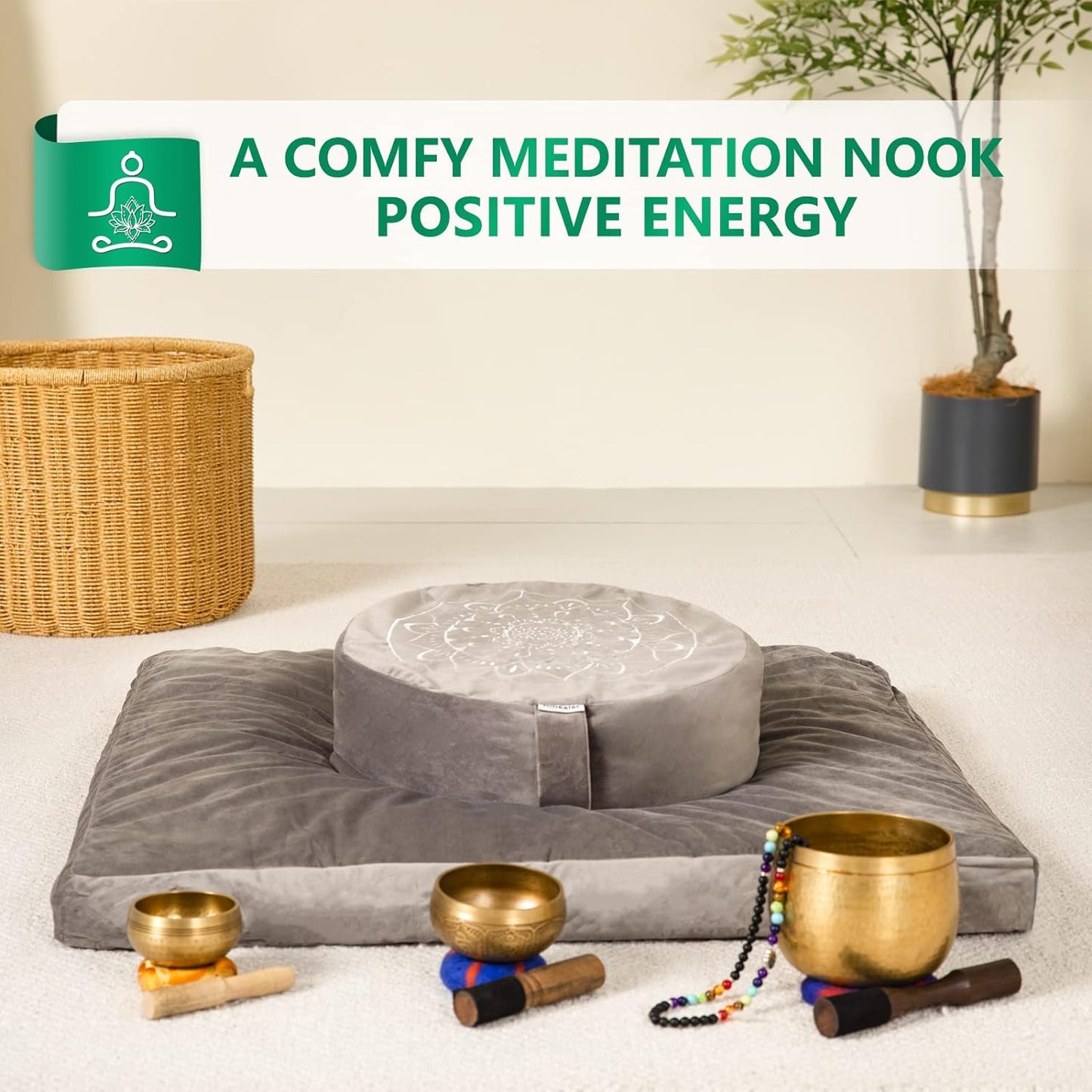 Meditation Cushion - Comfortable Floor Pillow -Large for Adults