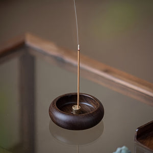 Open image in slideshow, Elegant Black Sandalwood Incense Burner - Zen Alms Bowl Design, Travel-Ready, Perfect for Yoga, Meditation Excercises &amp; Home Decor Gift
