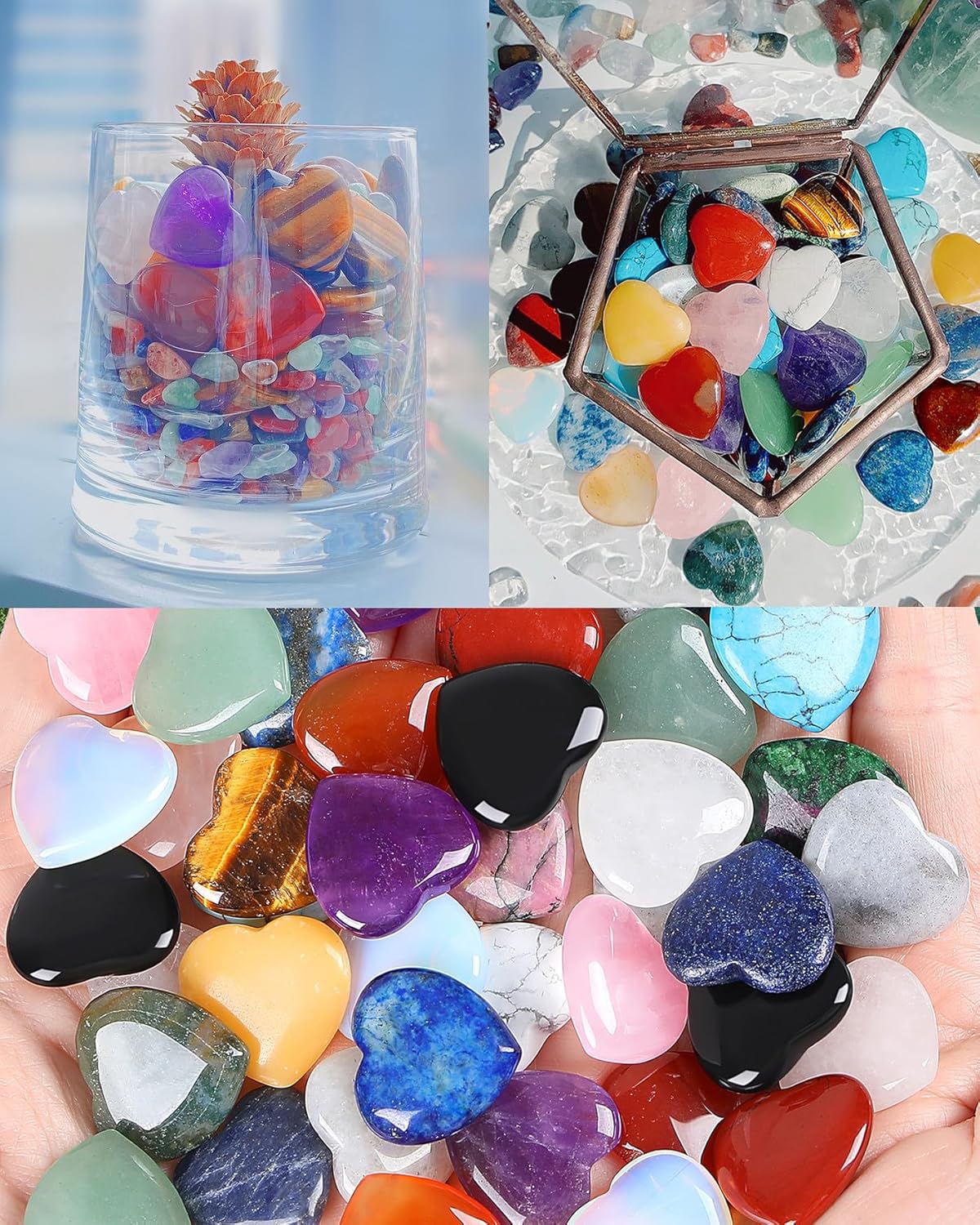 10PCS Crystals Heart Healing Stones