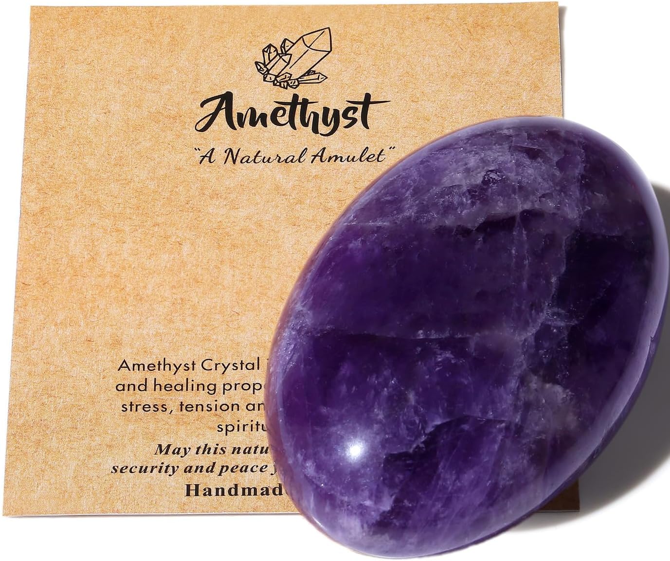 2.4" Large Amethyst Crystal Stone Polished Palm Stone