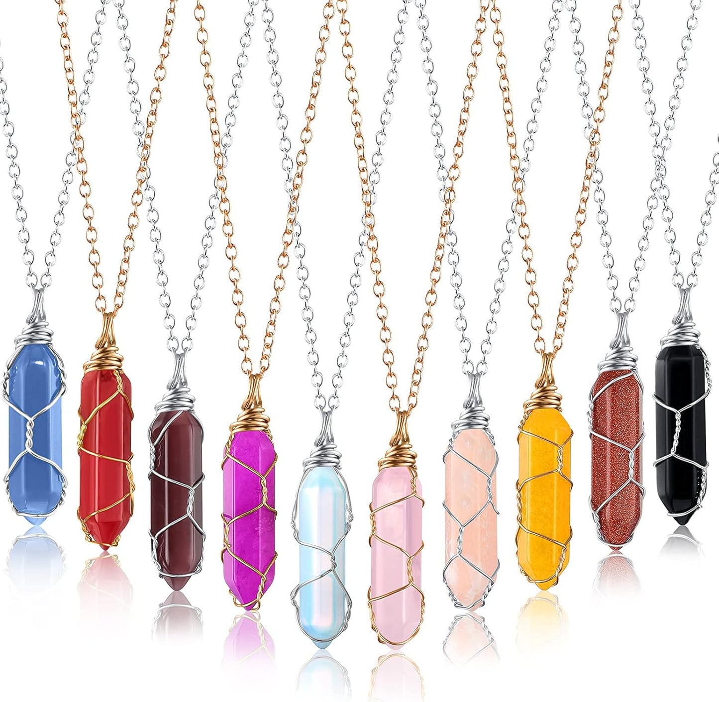 10 Pieces Crystal Pendant Necklace