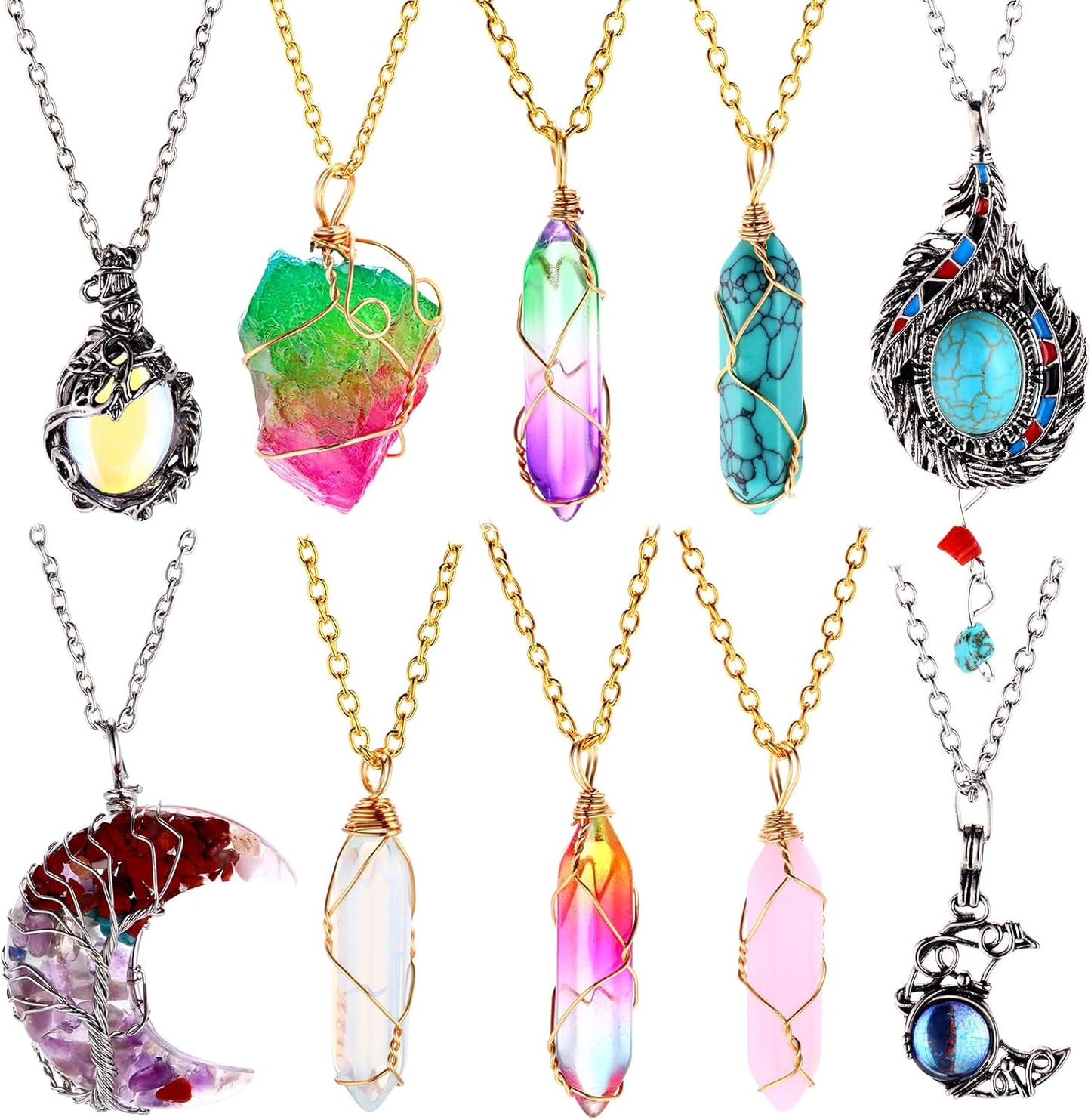 10 Pieces Crystal Pendant Necklace