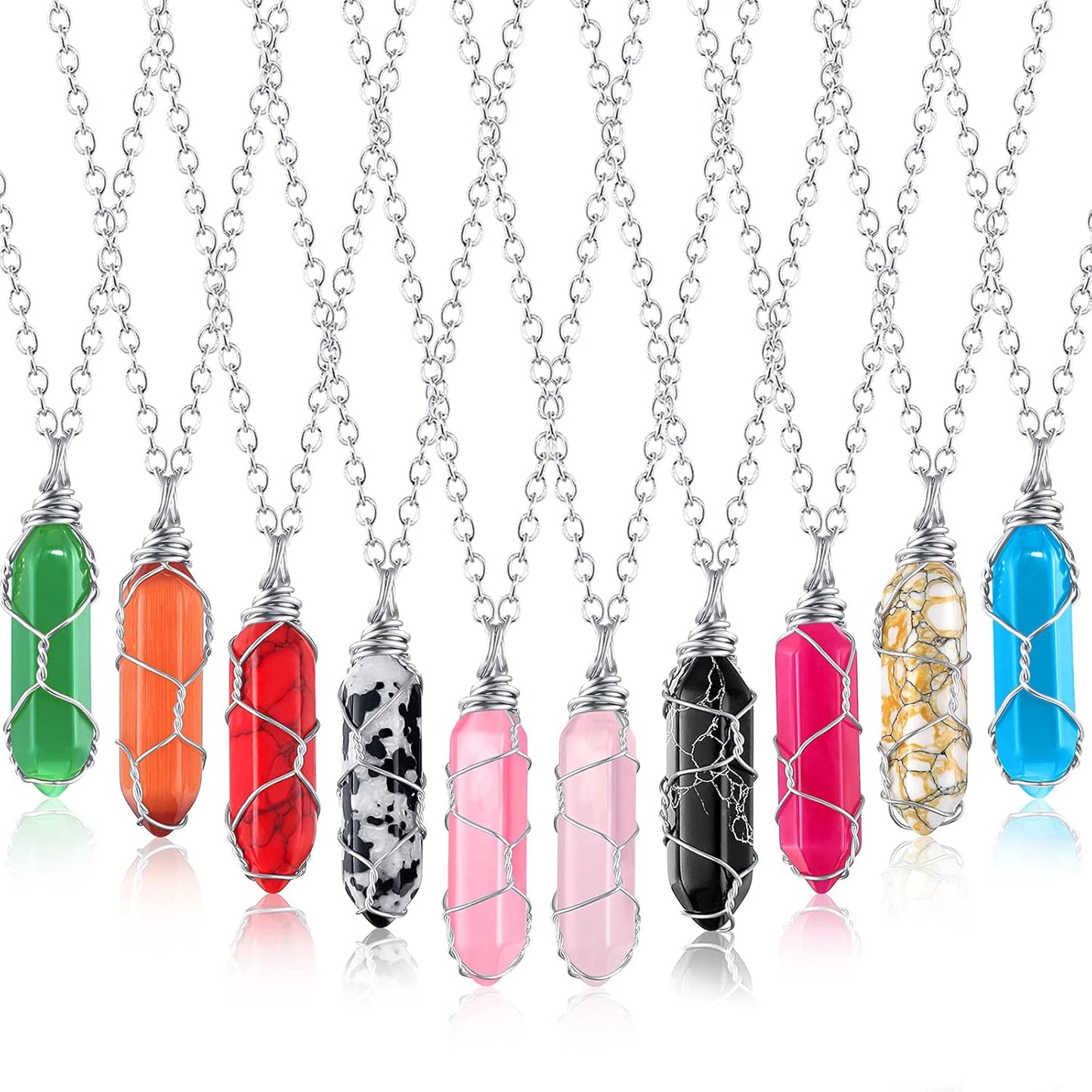 10 Pieces Crystal Pendant Necklace