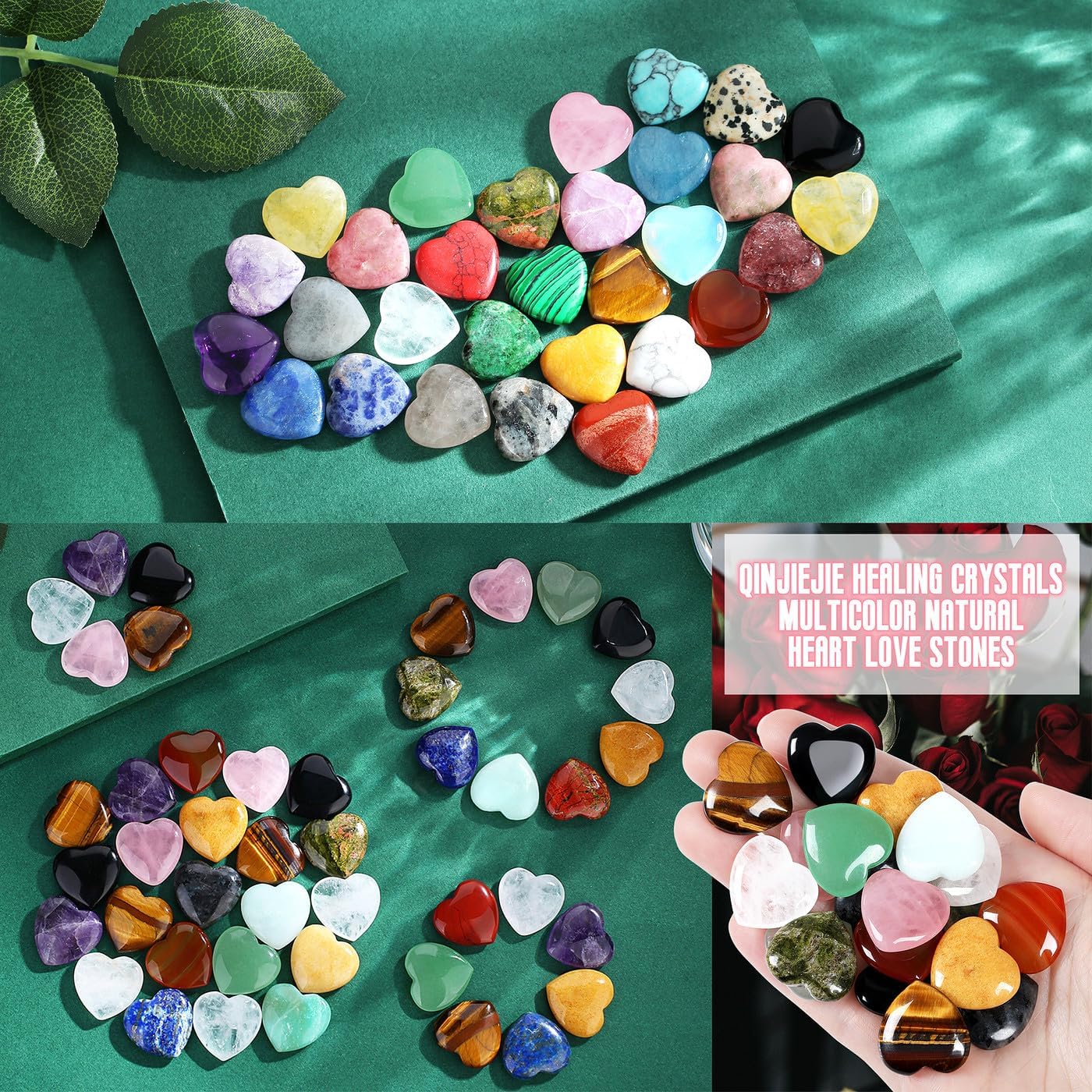 10PCS Crystals Heart Healing Stones