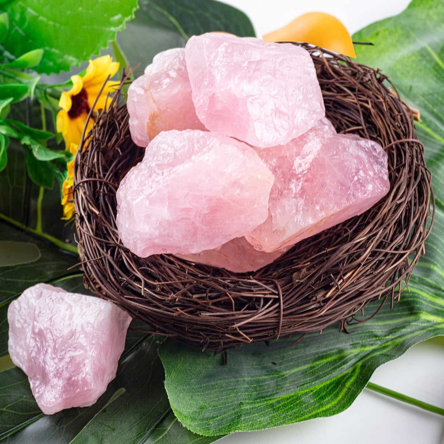 Piedras en bruto de cuarzo rosa a granel de 1 lb: grandes de 1"