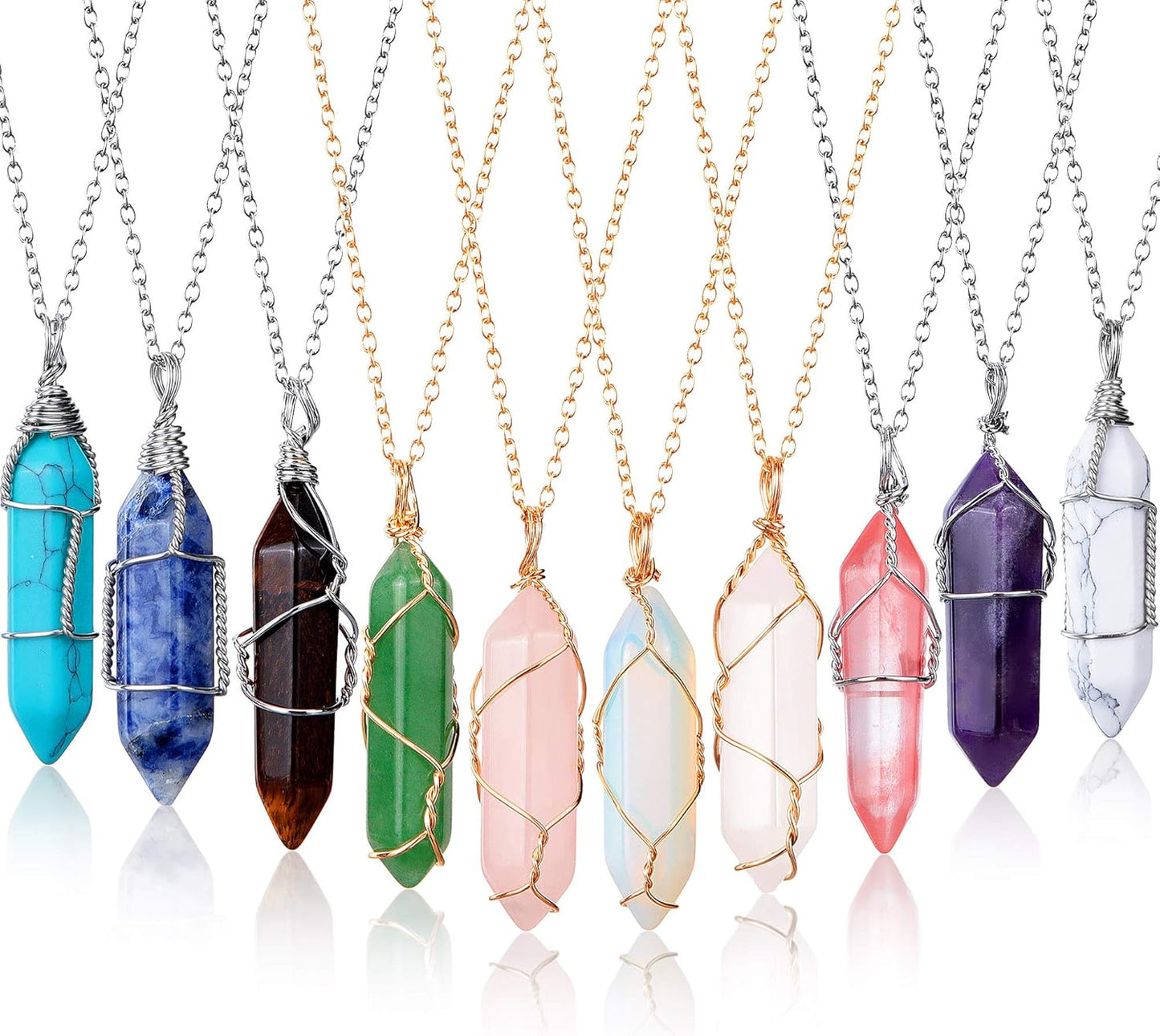 10 Pieces Crystal Pendant Necklace