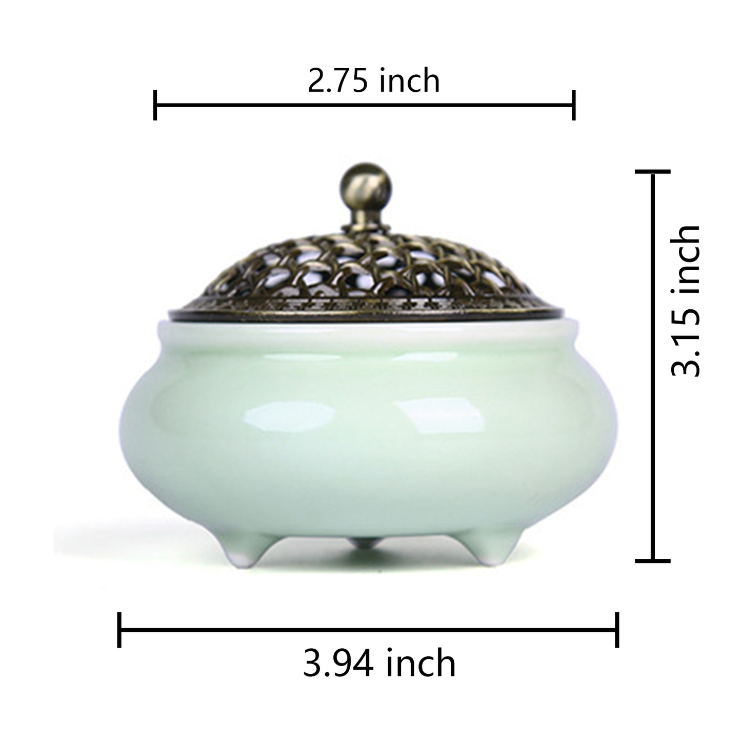 Porcelain Incense Burner (Stick/Cone/Roll Incense) Ceramic green