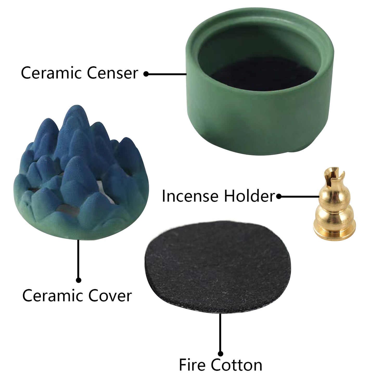 Ceramic Incense Burner With Lid And Container