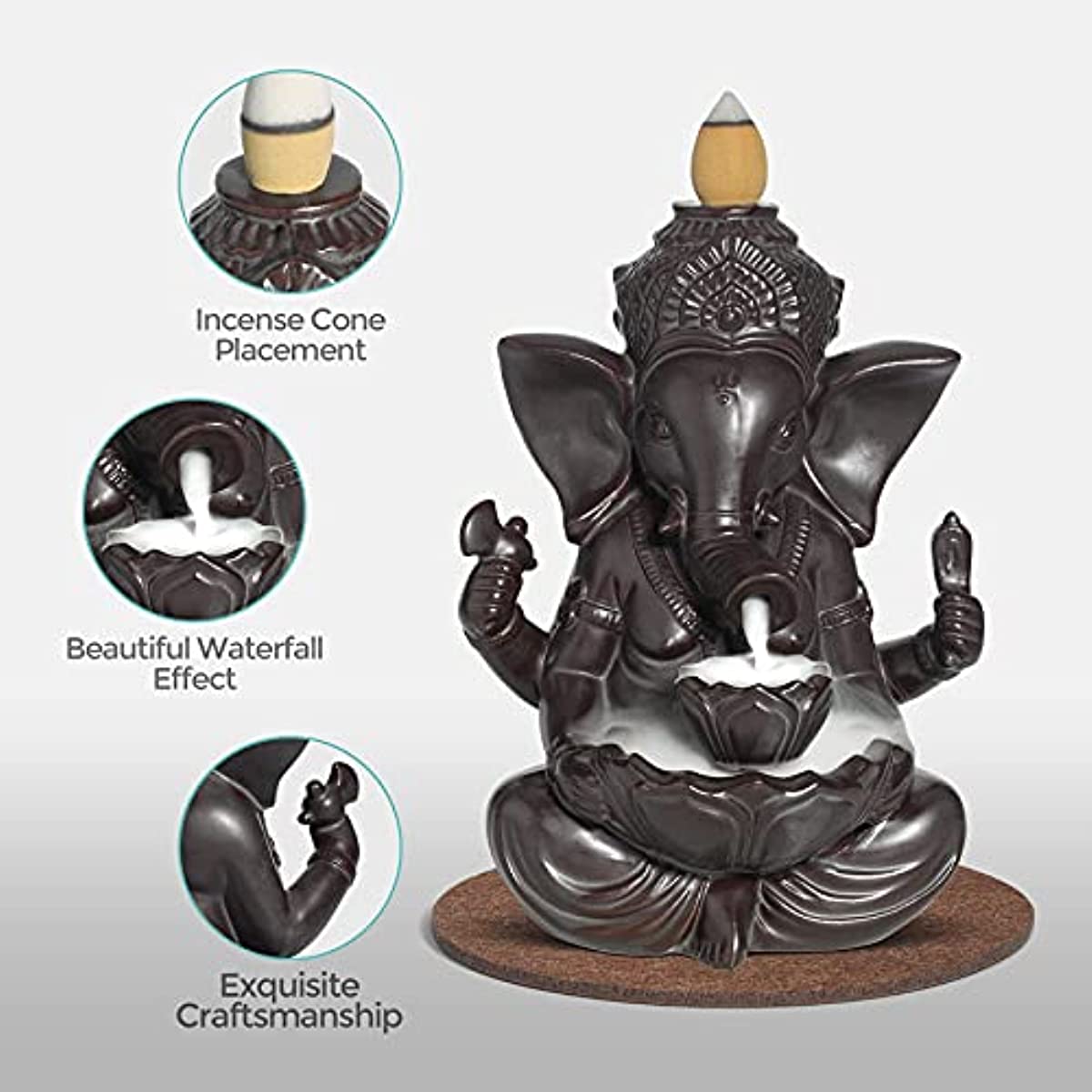 Waterfall Backflow Incense Burner Ceramic, Handmade Censer